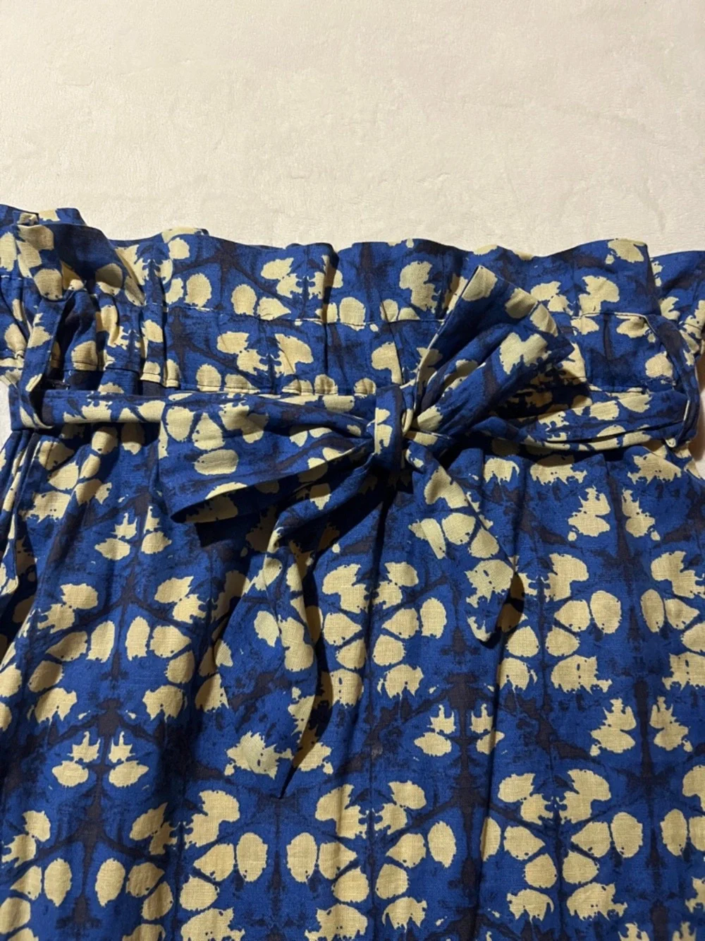 Anthropologie Paper Bag Midi Skirt Porridge Lanai Blue Belted Geo Size 1X NEW
